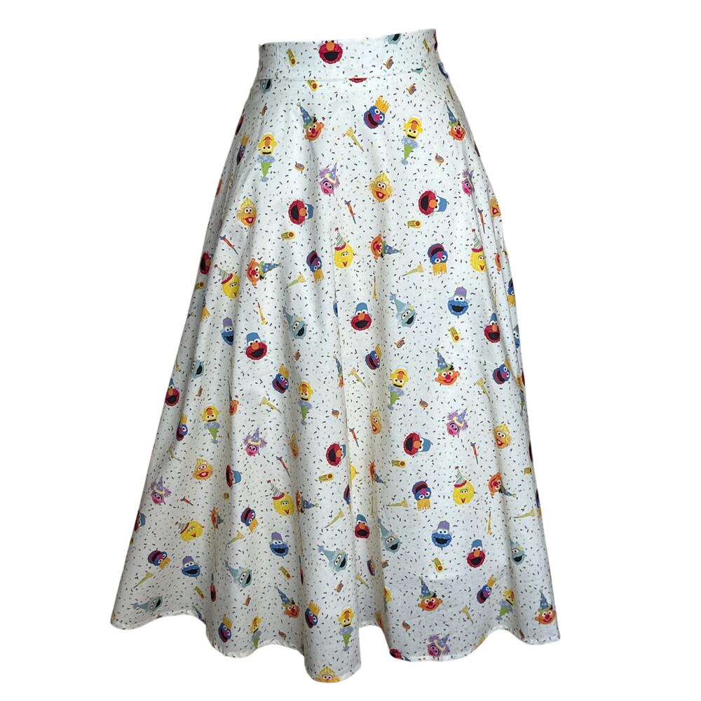 Tulip B Unique Vintage Cream Sesame Street Party A-line Swing Skirt XL NWT